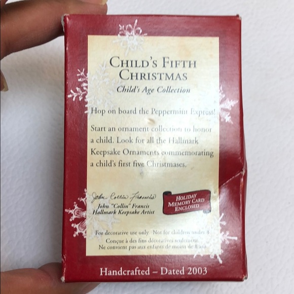 Child’s Fifth Christmas Hallmark Keepsake Ornament - Picture 2 of 7